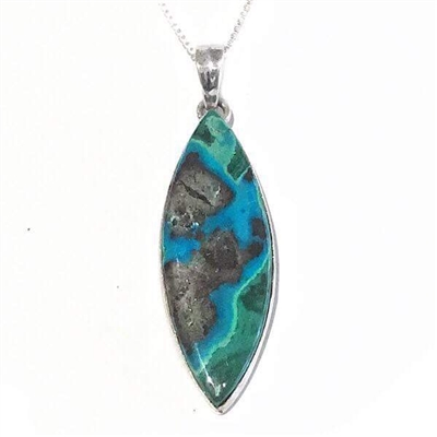 Sterling Silver Pendant- Chrysocolla in Malachite