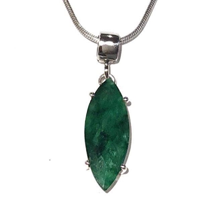 Sterling Silver Pendant-  Emerald