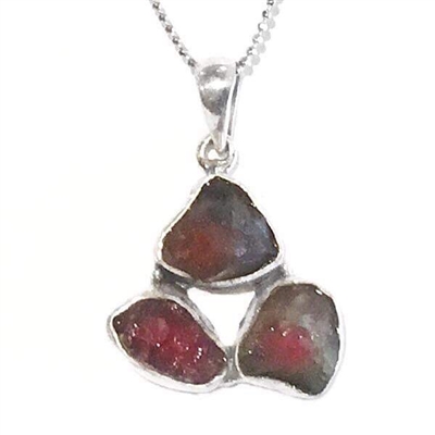 Sterling Silver Pendant- Rough Cut Watermelon Tourmaline