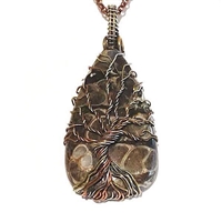 Mixed Metal Wire Wrapped Pendant- Turtella Jasper Tree of Life