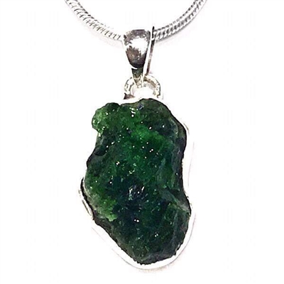 Sterling Silver Pendant- Rough Cut Emerald