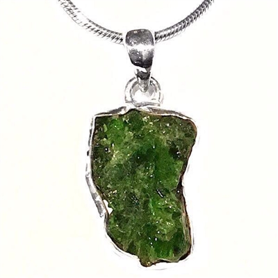 Sterling Silver Pendant- Rough Cut Emerald