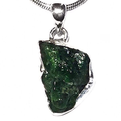 Sterling Silver Pendant- Rough Cut Emerald