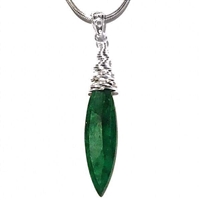 Sterling Silver Pendant-  Emerald