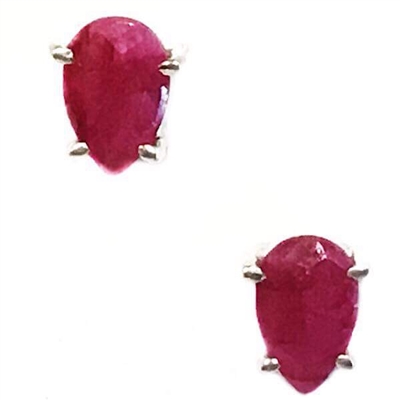 Sterling Silver Ruby Post Earrings--July Birthstone