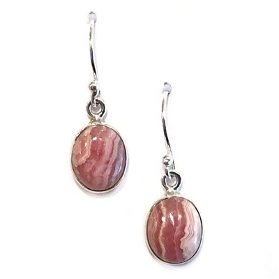 Sterling Silver Dangle Earrings- Rhodochrosite