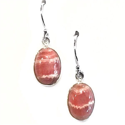 Sterling Silver Dangle Earrings- Rhodochrosite