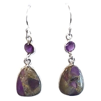 Sterling Silver Dangle Earrings-Amethyst with Pyrite