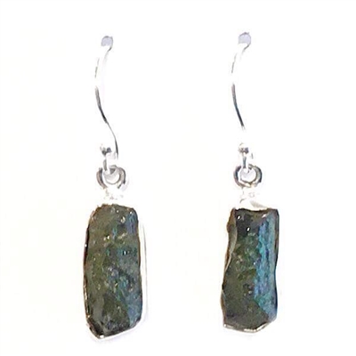 Sterling Silver Dangle Earrings- Moldavite