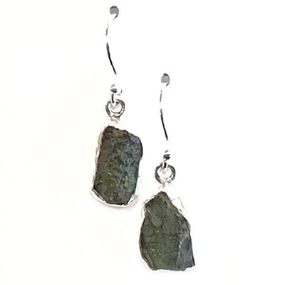 Sterling Silver Dangle Earrings- Moldavite