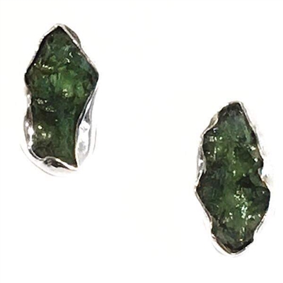 Sterling Silver Post  Earrings- Moldavite