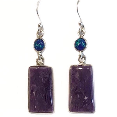 Sterling Silver Dangle Earrings- Charoite