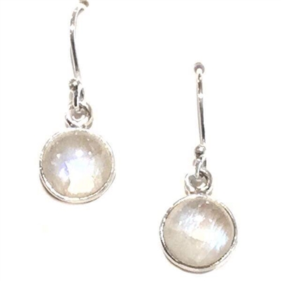 Sterling Silver Dangle Earrings- Rainbow Moonstone