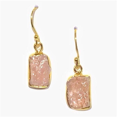 Gold Filled Dangle Earrings- Rough Cut Morganite