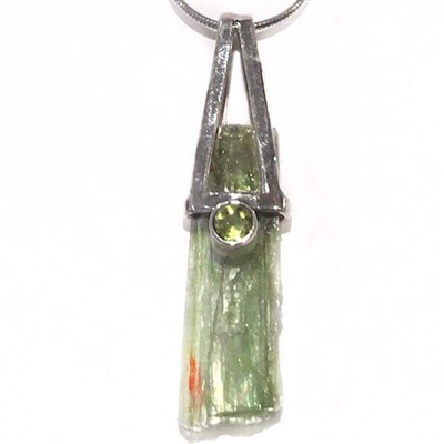 Sterling Silver Pendant- Green Kyanite & Peridot