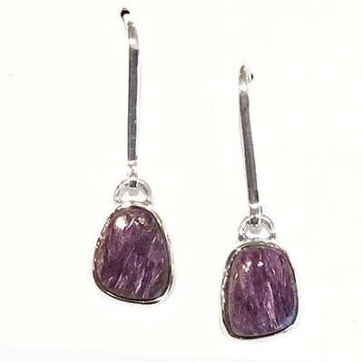 Sterling Silver Dangle Earrings- Charoite