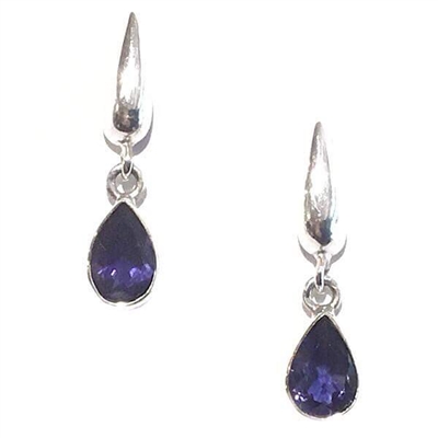 Sterling Silver Post Dangle Earrings- Iolite