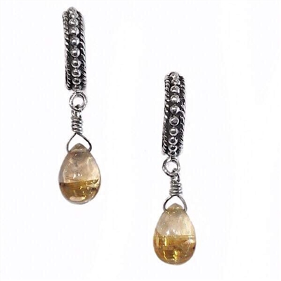 Sterling Silver Post Dangle Earrings- Rutilated Quartz