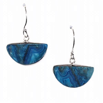 Sterling Silver Drop Earrings- Laguna Lace Agate