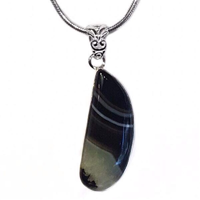 Sterling Silver Pendant/Necklace- Mint Green Botswana Agate