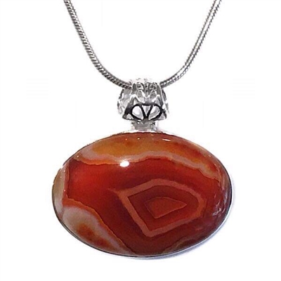 Sterling Silver Pendant/Necklace- Orange Botswana Agate