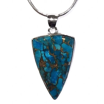 Sterling Silver Pendant- Turquoise with Copper