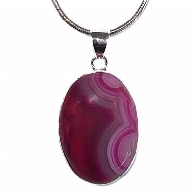Sterling Silver Pendant/Necklace- Pink Botswana Agate