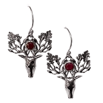 Stagâ€™s Head Sterling Silver Earrings with Rubies