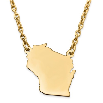 Wisconsin (or ANY State) Necklace- Gold Plated