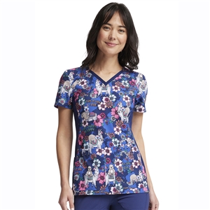 Cherokee CK636 - Women's V-Neck Print Scrub Top