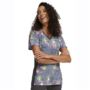 Cherokee CK636 - Women's V-Neck Print Scrub Top