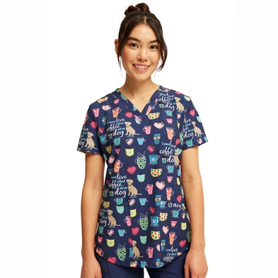 Cherokee CK662- Women's V-Neck Print Scrub Top