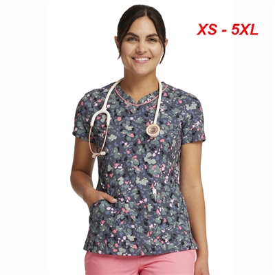 Cherokee CK678- Women's V-Neck Print Scrub Top