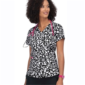 KOI F101PR - Women's Doll Top Vine Print Scrub Top