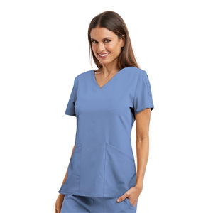 Barco Grey's Anatomy&trade; Signature GNT019 - Women's Astra V-Neck Laced Sleeve Solid Scrub Top