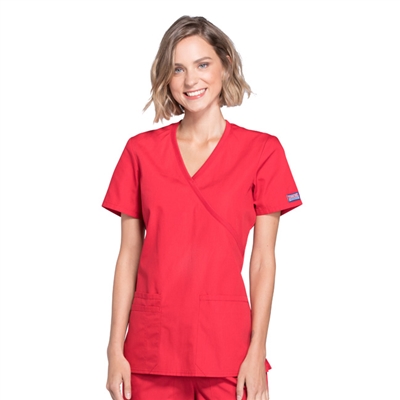 Cherokee WW650 - WW Originals Women's Mock Wrap Knit Panel Solid Scrub Top