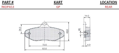 PAIR OF BRAKE PADS FOR GP RACING (REAR) - RED BARON KART