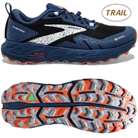 Brooks Cascadia 17 GTX Men's Trail Running Shoe. (Black/Blue/Firecracker)