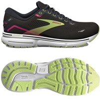 Brooks Ghost 15 Women's Road Running Shoe. (Black/Ebony/Sharp Green)