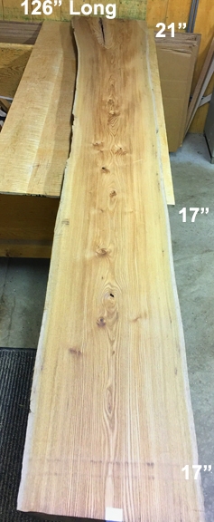 Flattened Elm Natural Edged Flitch - 126" x 17" x 2 1/2" - $300.00