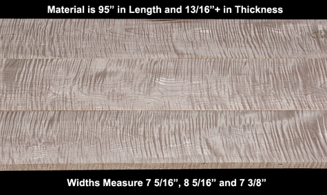 Curly Maple - 3 Pcs - See Photo for Sizes - $275.00