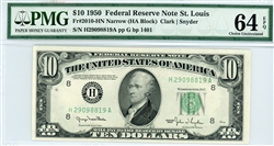 2010-HN Narrow, $10 Federal Reserve Note St. Louis, 1950