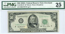 2108-D*, $50 Federal Reserve Note Cleveland, 1950A