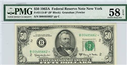 2113-B*, $50 Federal Reserve Note New York, 1963A