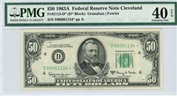 2113-D*, $50 Federal Reserve Note Cleveland, 1963A