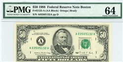 2123-A, $50 Federal Reserve Note Boston, 1988