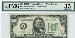 2106-A, $50 Federal Reserve Note Boston, 1934D