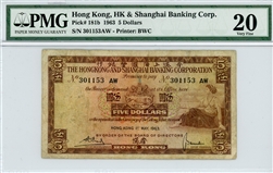181b, 5 Dollars Hong Kong, 1963