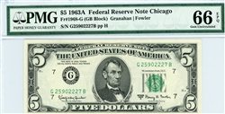 1968-G (GB Block), $5 Federal Reserve Note Chicago, 1963A
