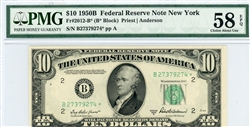 2012-B* (B* Block), $10 Federal Reserve Note New York, 1950B